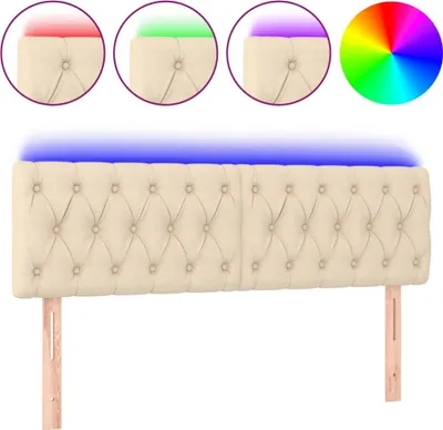 Produktbild von vidaXL LED Kopfteil Creme 144x7x78/88 cm Stoff