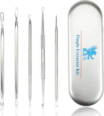 Produktbild von H&S Mitesserentferner & Pickelentferner Set - Edelstahl Komedonenquetscher & Milien Entferner Werkzeug - Sauber Pickel & Mitesser Ausdrücken und