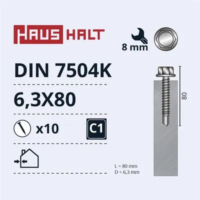 Zdjęcie produktu dla Samogwintujące 6,3X80 Met Din7504K Zn10Pcs M2