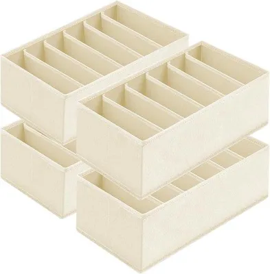 Image de Système de rangement pour vêtements, tissu beige, 4 pièces