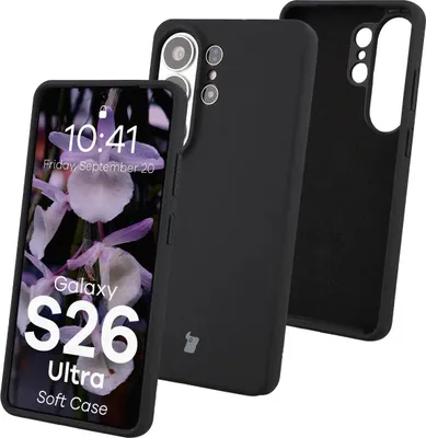 Produktbild von Silikon Handyhülle für Galaxy S26 Ultra, Bizon Soft Case, Schwarz