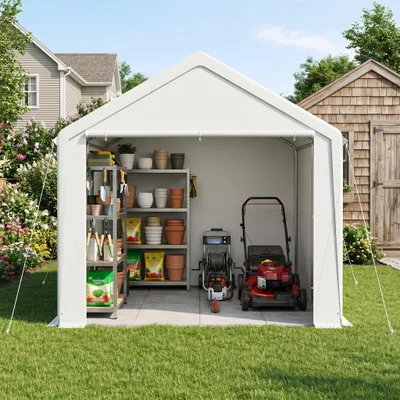 Produktbild von YZNAHRE Carport Zeltgarage 3x4 m Große Garagenzelt Lagerzelt mit Abnehmbar Seitenwände Winterfest Mobile Garage Unterstand Weidezelt für Auto SUV LKW, Weiß