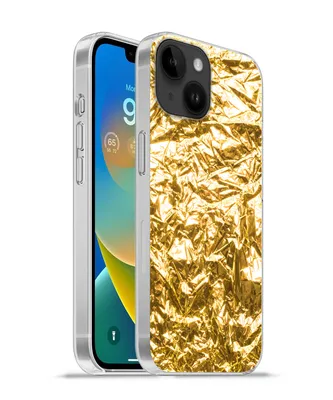 Produktbild von MuchoWow® Handyhülle Schutzhülle Hülle für Apple iPhone 14 - Softcase Goldfolie mit faltiger Textur Silikon Softcase Handy Hülle - Mobiltelefonhülle