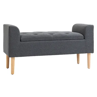 Image de HOMCOM Banc coffre rangement capitonné banquette avec accoudoirs, banc de rangement pour la chambre à coucher, entrée, salon, charge 130 Kg dim. 116 x 44 x 58 cm gris foncé