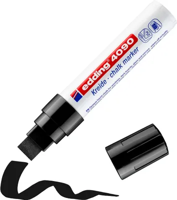 Produktbild von edding 4090 Kreidemarker, schwarz, Keilspitze 4-15 mm, abwischbar, für Tafel