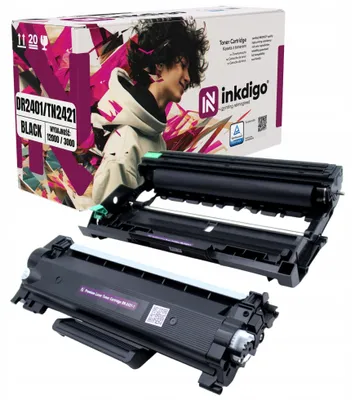 Produktbild von Inkdigo Trommel + Toner DR2401 TN2421 für Brother DCP-L2512D, DCP-L2532DW, DCP-L2552DN, HL-L2312D – Schwarz,
