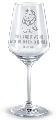 Produktbild von Mr. & Mrs. Panda Weinglas Einhorn Herz - Transparent - Geschenk, wein glas, Anders, Kelch, Bordeauxglas, für rotwein, Bunt, Unicorn, graviert, Einhörner