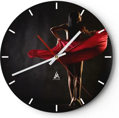 Produktbild von Wanduhr - Rund - Glasuhr - Schönheit Körper Tänzer Mädchen - 30x30cm - Schleichendes Uhrwerk - Lautlos - zum Aufhängen bereit - Dekoration Modern - Wanddekoration aus Glas - C3AR30x30-2160