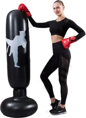 Obrázek produktu pro Nafukovací boxovací pytel ve stoje - 155 cm boxovací pytel z odolného PVC pro trénink boxu, kickboxu a odbourávání stresu