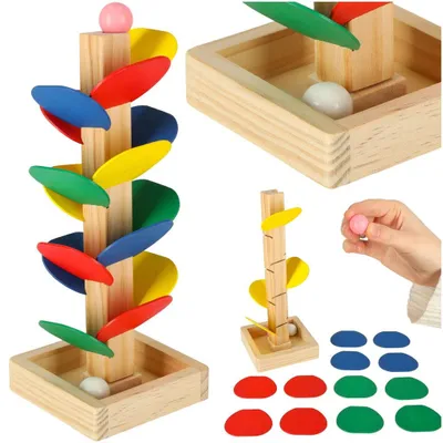 Immagine prodotto di Pista per palline in legno con blocchi di legno educativi