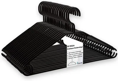 Produktbild von Platzsparende schwarze Kleiderbügel mit Drehhaken Set 20 Stück für Hemden