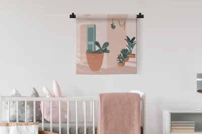 Produktbild von MuchoWow® Wandteppich Wandbehang Sommer - Pflanzen - Pastell 60x60 cm Tapisserie Dekoration Wandtuch - Dekorationen - Wand Decke