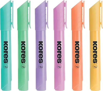 Immagine prodotto di Kores TM36060 Evidenziatore Kores "HIGH LINER PLUS", colori pastello, confezione da 6 pz