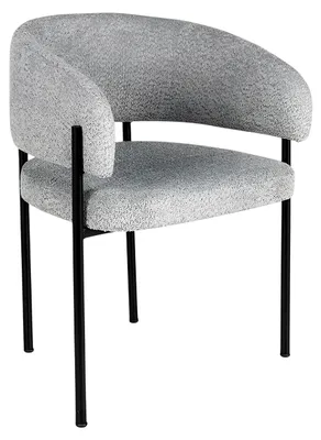 Produktbild von Esszimmerstuhl aus Metall und Textil in Grau, modernes Design