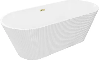 Immagine prodotto di Mexen Yara vasca da bagno autoportante scanalata 170 x 75 cm, bianca, troppo pieno oro spazzolato - 52861707500-55