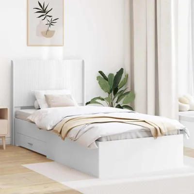Immagine prodotto di Letto matrimoniale esclusivo con contenitore e testiera, bianco, 90 x 190 cm