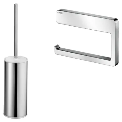 Produktbild von Moll Set aus Toilettenpapierhalter und WC-Bürstengarnitur, verchromtes Metall, inkl. Schrauben und Dübel, Bad-Accessoires zum Schrauben