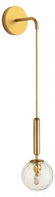 Wandlampe mit Glaskugel, Gold, Tropfenform, 1 Stück