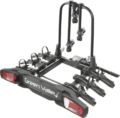 Image de eBike Porte-vélos pour attelage de remorque Porte-vélos arrière - Tourer 3 - Porte-vélos en aluminium e-Bike pour 3 vélos - 60kg de charge - pliable & verrouillable sur le véhicule - dimensions de pliage compactes