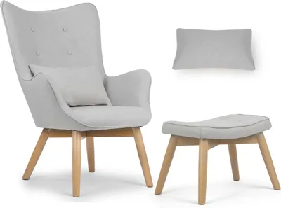 Obrázok produktu pre Sofotel 2041 Kreslo s ušami a podnožkou Norse – svetlosivé