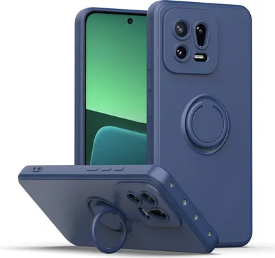 Produktbild von Xiaomi 13 Handyhülle, Ring Halter Ständer Kratzfeste Weiche Silikon schutzhülle für Xiaomi 13 Blau
