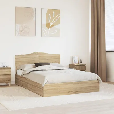 Zdjęcie produktu dla vidaXL Łóżko do przechowywania dąb Sonoma 140 x 190 cm materiał drewnopochodny
