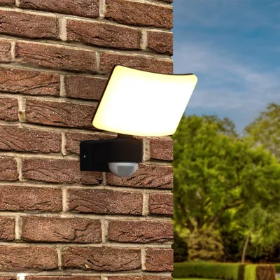 Image de HOFTRONIC - Applique Murale LED 30W 2500lm 3000K Noir détecteur mouvement