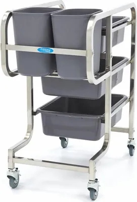 Image de Maxima - Chariot de nettoyage Gastro - 5 poubelles incluses