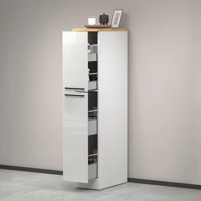 Produktbild von Dmora Küchenschrank Quintino 30x60x165 cm Weiß, 4 Böden