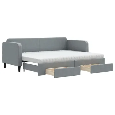 Obrázek produktu pro Válenda s přistýlkou a zásuvkami světle šedá 80 x 200 cm textil
