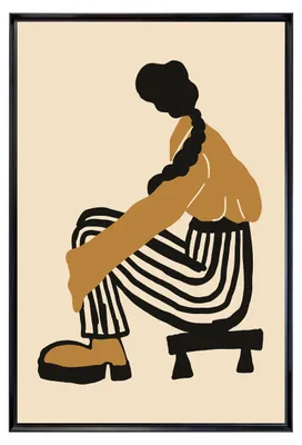 Image de Tableau mural encadré silhouette femme minimaliste 80x120 cm, Tableau mural moderne pour décoration intérieure
