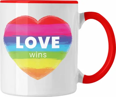 Produktbild von Trendation - Regenbogen Tasse Geschenk LGBT Schwule Lesben Transgender Grafik Pride Love (Rot)