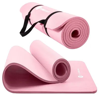 Produktbild von Yogamatte Gymnastikmatte Fitnessmatte - 183 x 61 cm - 1 cm dick - Rutschfest - Mit Tragegurt