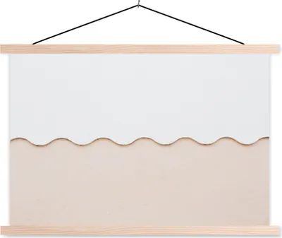 Produktbild von MuchoWow® Textilposter Sommer - Weiß - Rosa 120x80 cm mit holzfarbenen Rahmen - Aufhängeset
