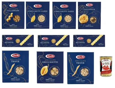 Produktbild von Barilla Specialità Mix 10x500g (Cellentani, Gnocchetti Sardi, Tagliatelle, Reginette, Trofie, Orecchiette) 5 kg Vorratspack – al dente aus Italien + Italian Gourmet polpa