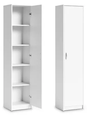 Produktbild von Bücherregal Kleiderschrank Regal 40 cm breit Schrank Organizer Mehrzweckschrank mit 4 verstellbaren Einlegeböden Aktenschrank Weiß