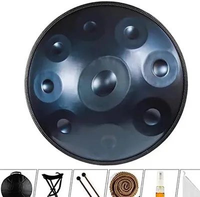 Produktbild von 432hz Handpan-Stahltrommel mit 9 Tönen, 22inch, „Purple Performer“, in D-Moll, mit Handpan-Ständer und Handpan-Koffer