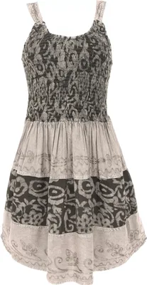 Produktbild von Besticktes Indisches Minikleid Boho Chic, Mittelalterkleid - Grau, Damen, Viskose, Kleider