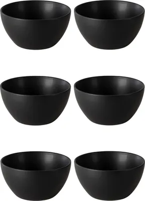 Produktbild von Müslischalen - Ø 14 cm - Schwarz matt - Steingut - 6er Set