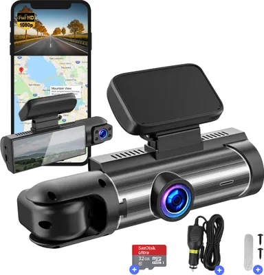 Produktbild von Fleau Tech Dashcam do samochodu - Zawiera WIFI i aplikację - Rejestrator jazdy z podwójnym obiektywem - Wykrywanie ruchu i tryb parkowania - Czujnik G