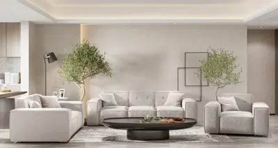 Produktbild von Sofaset Designersofa CESINA 3-2-1 in Stoff Ascot Bukla Creme