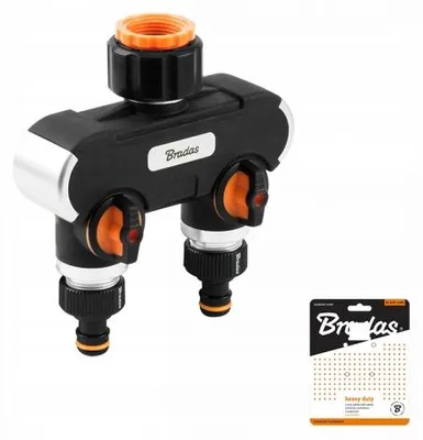 Produktbild von Bradas BLACK LINE 2-Wege-Wasserhahnverteiler mit Ventilen