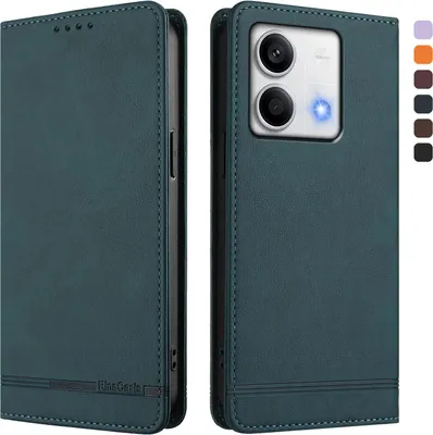 Immagine prodotto di Custodia per Xiaomi Redmi Note 13 5G, retro custodia flip in Finto cuoio con supporto e slot per schede Verde