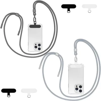 Produktbild von PolkaHome® Universelle Telefonkette – Verstellbarer Trageriemen mit 4 Pads, 160 cm, Grau