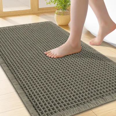 Produktbild von Rutschfeste Badematte mit Waffelmuster, Grün, 46 x 76 cm