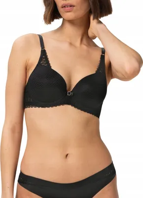 Zdjęcie produktu dla Triumph Aura Spotlight, Miękka miseczka, Czarny, Fiszbina, Wzór, Damski, Zapięcie z tyłu