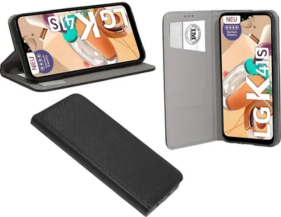Zdjęcie produktu dla cofi1453® Etui Book "Smart" kompatybilne z telefonem komórkowym LG K41s pokrowiec portfelowy pokrowiec ochronny z funkcją podstawki, miejsce na kartę czarny