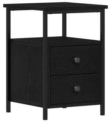 Productafbeelding van Nachtkastje Zwart Eiken Look met 2 Laden