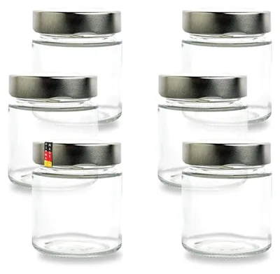 Produktbild von 6er Set Gewürzgläser 154 ml mit silbernen Deckeln