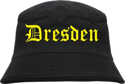 Produktbild von Dresden Fischerhut - Altdeutsch - bedruckt - Bucket Hat Anglerhut Hut L/XL Schwarz